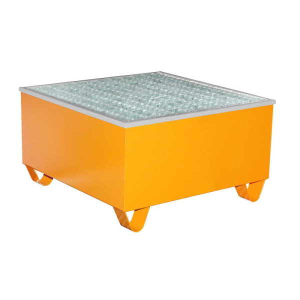 STEIN HGS Auffangwanne AW/PE, mit PE-Kunststoffeinsatz, 200 Liter, RAL 2000 gelborange, Gesamthöhe 470 mm, lackiert, 1x 200 Liter Fass, 79188.0013