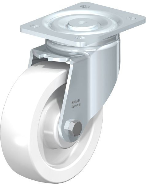 Blickle LH-SPO 160G Stahlblech-Lenkrolle, Schwerlast-Ausführung, mit Anschraubplatte, Polyamid, Weiß, 754629