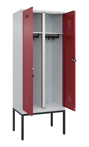 C+P Schwarz-Weiß-Spind Evolo PLUS, Gestell, 2 Abteile, 2120x800x500mm, 7035/3003, Drehriegel, 0490327-22 S10004