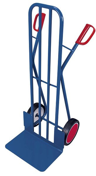 VARIOfit Stahlrohrkarre mit großer Schaufel, Außenmaße: 570 x 585 x 1.310 mm, RAL 5010 enzianblau, Radsatz: Vollgummibereifung, sk-710.214