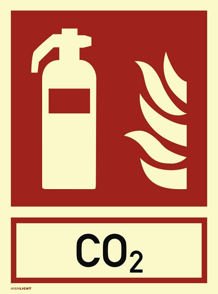 Moedel Kombischild Feuerlöscher mit Text CO2, Kunststoff, nachleuchtend, 160-mcd, 200x270 mm, 108165