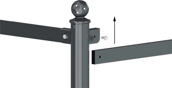 Schake Rabattengeländer mit Querholm aus Flachstahl 45 x 15 mm, Gesamtlänge: 1000 mm, 40676B