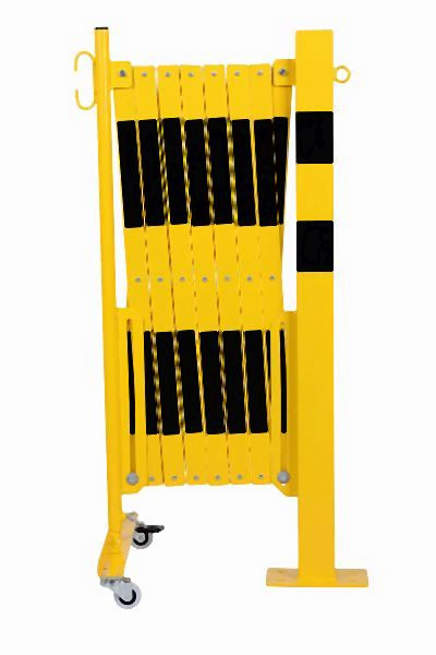 CRASH STOP Scherengitter gelb-schwarz 4,0m mit Pfosten 70x70 mm, 70-110