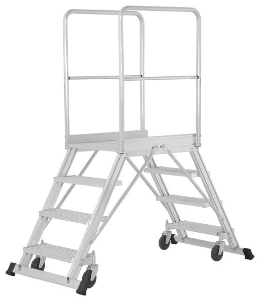 HYMER Podesttreppe fahrbar, einseitig begehbar nach DIN EN 131-7, 2x4 Stufen, Standhöhe 0,97 m, 688904