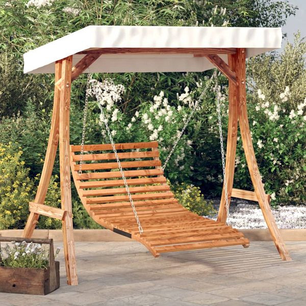 vidaXL Hollywoodschaukel mit Dach Massivholz Fichte mit Teak-Finish, 3200625