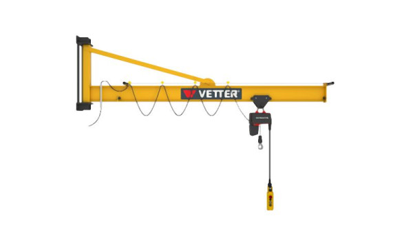 Vetter 250kg, 6,0m Wandschwenkkran PS + Standard-Lagerkonsole + Elektrokettenzug, PW2,5-6,0+SiXX2F-HF