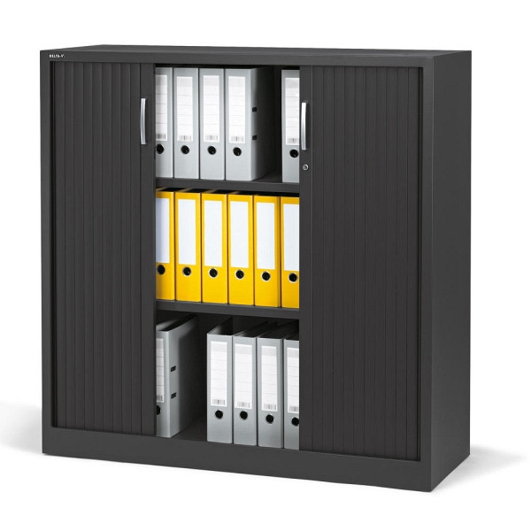 Deskin Rollladenschrank BASE L, Stahl, Anthrazit RAL 7021, B 1200 x H 1200 x T 420 mm, 247721