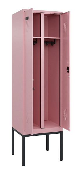 C+P Schwarz-Weiß-Spind Evolo PLUS, Gestell, 2 Abteile, 2120x600x500mm, 3015/3015, Zylinderschloss, 0490327-20 S10051