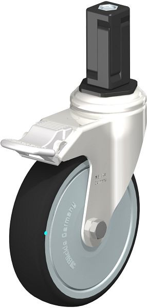 Blickle LKRXA-PATH 126KD-11-FI-FK-EXV14 Edelstahl-Apparate-Lenkrolle mit Expander & Feststeller, Thermoplastisches Polyurethan, Grau, 853493