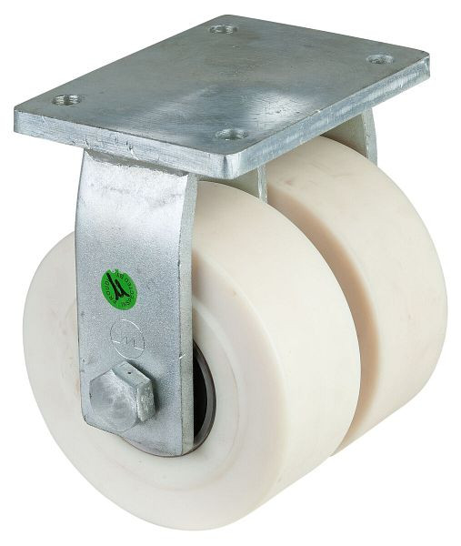 BS Rollen Schwerlastdoppelrolle, Bockrolle, Rad-Breite 2x80 mm, Rad-Ø 200 mm, Tragfähigkeit 5000 kg, Polyamid gegossen, Kugellager, S110.B16.201