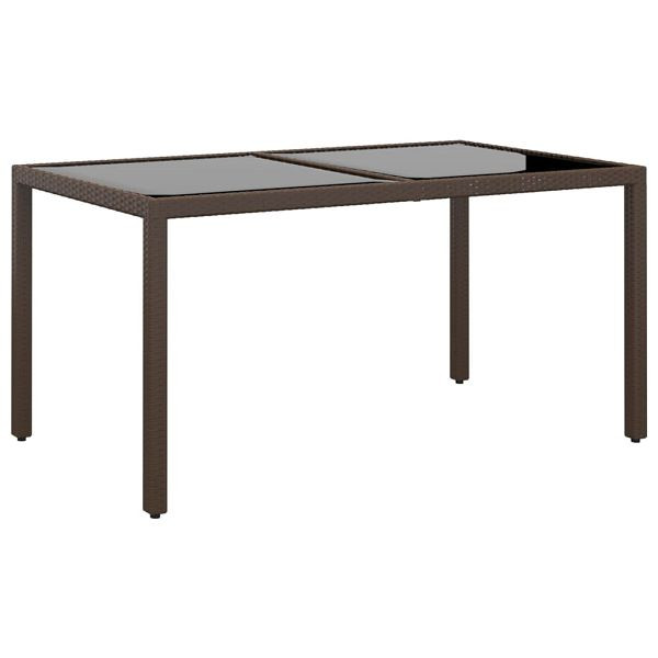 vidaXL Gartentisch 150x90x75 cm Hartglas und Poly Rattan Braun, 310577