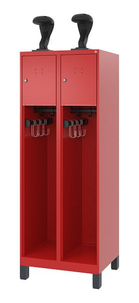 C+P Feuerwehrspind Evolo, Modell YOUNGSTER, 2 Abteile, H1630xB600xT500 mm, Feuerrot, Füße, 0490015-20 S10008