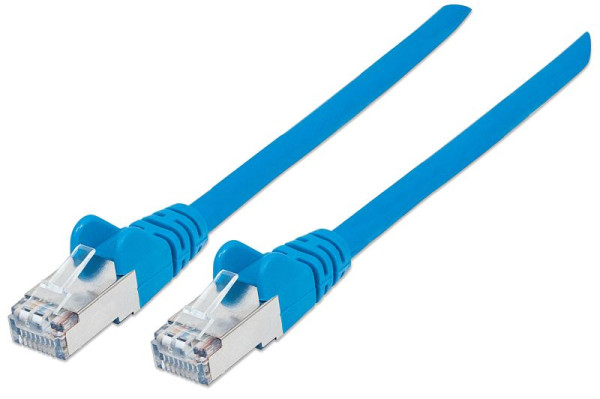 INTELLINET Premium Netzwerkkabel, Cat6a, S/FTP, LS0H, RJ45-Stecker/RJ45-Stecker, 1,0 m, blau, 350730