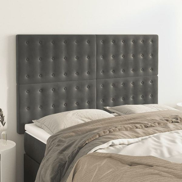 vidaXL Kopfteile 4 Stück Dunkelgrau 72x5x78/88 cm Samt, 3116815