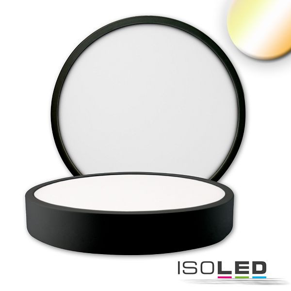 ISOLED LED Deckenleuchte PRO schwarz, 24W, rund, DN225, ColorSwitch 2700/3000/4000K, dimmbar, 115500