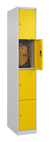 C+P Schließfachschrank Evolo PLUS, 4 Fächer, 1850x300x500mm, 7035/1023, 049000-104 S10001
