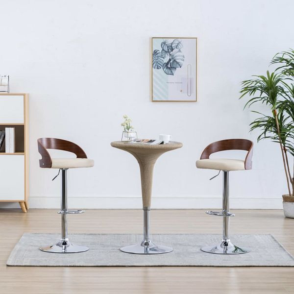 vidaXL Barhocker 2 Stück Cremeweiß Kunstleder und Bugholz, 283145