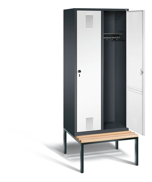 C+P Garderobenschrank Evolo, H2090xB810xT815mm, Farbe: Schwarzgrau / Verkehrsweiß, 48050-22 S10287