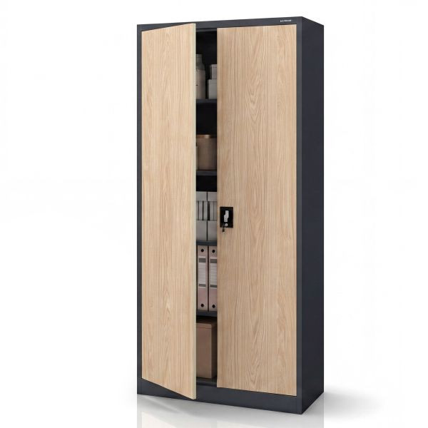 Jan Nowak Metall-Büroschrank für Dokumente, Anthrazit / Sonoma-Eiche, 900x1950x400 mm, JAN H Eco Design, 2232