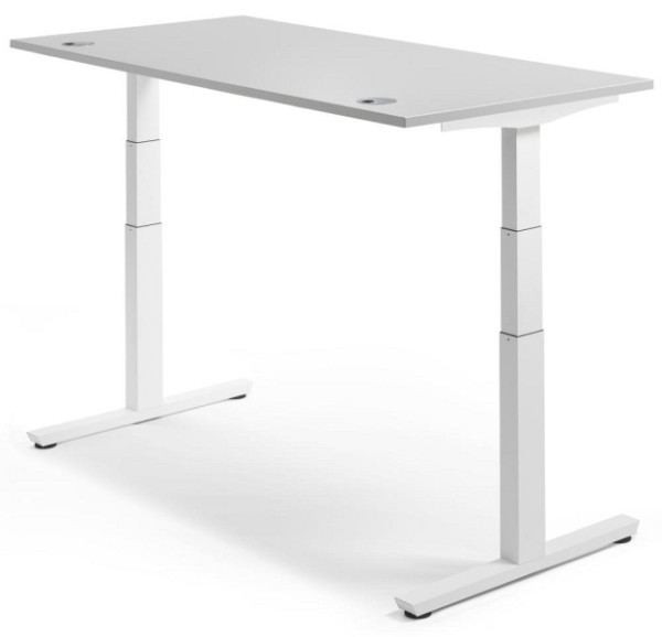 Deskin Sitz-/ Stehschreibtisch MULTI M pro, Dekor lichtgrau, B 1200 x T 800 x H 650 - 1250 mm, 288567