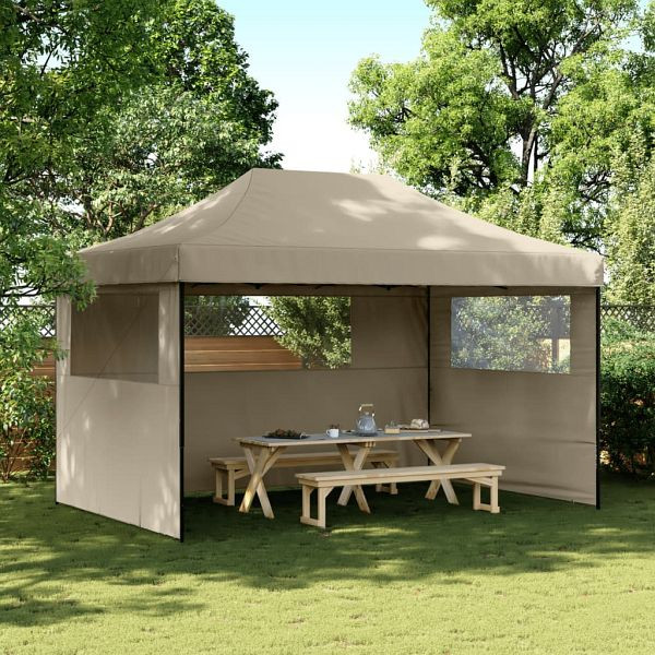 vidaXL Partyzelt Faltbar Pop-Up mit 3 Seitenteilen Taupe, 4004970