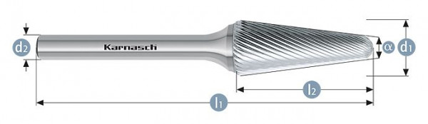 Karnasch Hartmetall-Frässtift unbeschichtet KEL/ HP-5 d1=16 / l2=33 / d2=6 / l1=78mm, VE: 2 Stück, 113083060