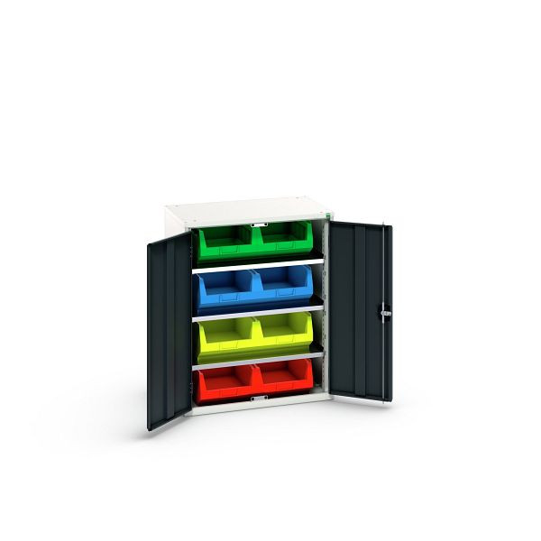 bott verso Magazinschrank, mit 3 Fachböden und 8 Sichtlagerkästen, BxTxH: 800 x 550 x 1000 mm, Lichtgrau / Anthrazitgrau, 16926450.19