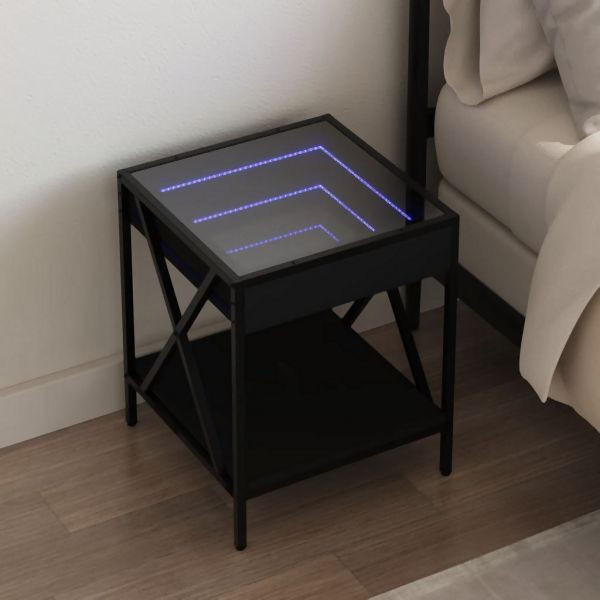 vidaXL Nachttisch mit Infinity-LED Schwarz 40x40x49 cm, 3284096