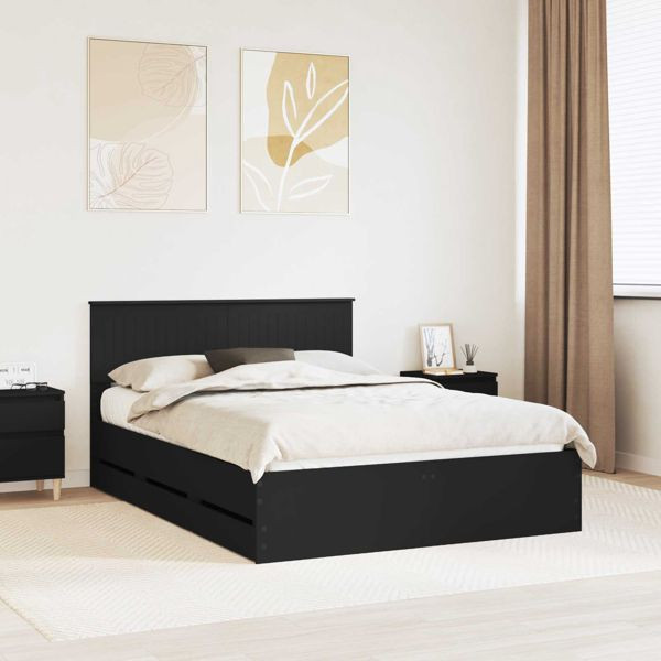vidaXL Bettrahmen mit Schubladen Schwarz 140 x 190 cm Ingenieurs Holz, 3410701