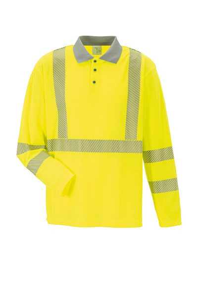 Planam Norit Warnschutz Poloshirt langarm gelb/zink M, Unisex, 5896048