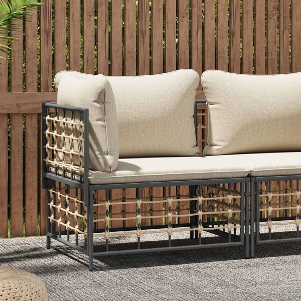 vidaXL Garten-Ecksofa mit Beige Kissen Poly Rattan, 364130