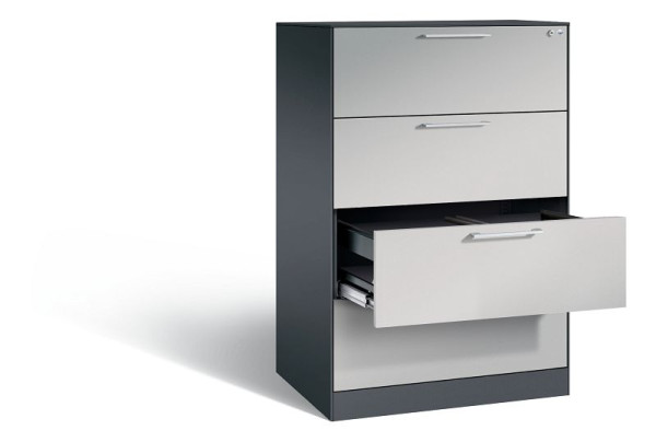 C+P Hängeregistraturschrank Asisto, H1310xB800xT600mm, Farbe: Schwarzgrau / Weißaluminium, Bügelgriff, 146223-412 S10051