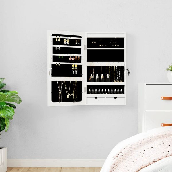 vidaXL Spiegel-Schmuckschrank mit LED-Beleuchtung Wandmontage Weiß, 353229