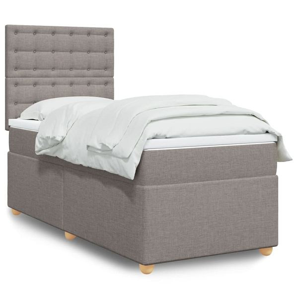 vidaXL Boxspringbett mit Matratze Taupe 90x190 cm Stoff, 3291153
