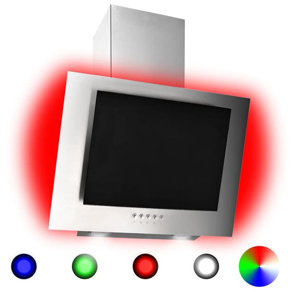vidaXL RGB Dunstabzugshaube LED 60 cm Edelstahl und Hartglas, 51247