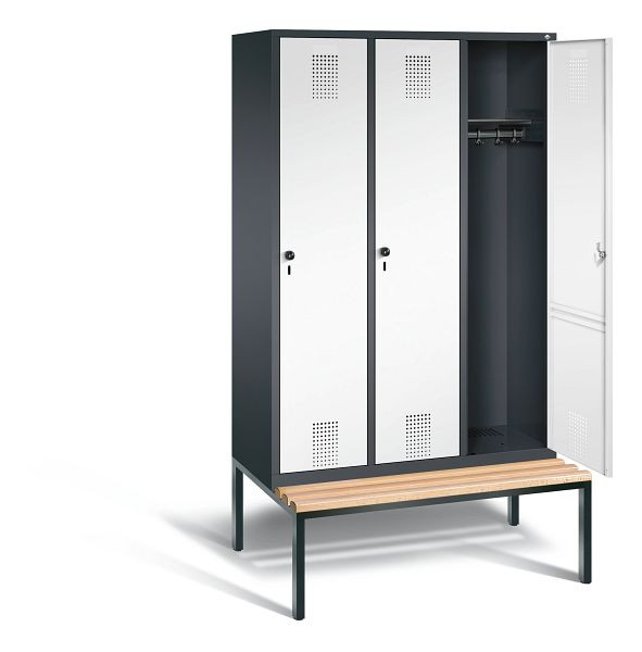 C+P Garderobenschrank Evolo, H2090xB1200xT815mm, Farbe: Schwarzgrau / Verkehrsweiß, 48050-32 S10346