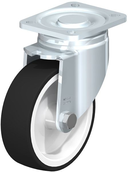 Blickle LH-POTH 125G-1 Stahlblech-Lenkrolle, Schwerlast-Ausführung, mit Anschraubplatte, Thermoplastisches Polyurethan, Grau, 251371