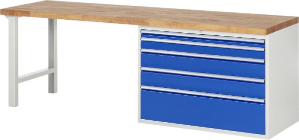 RAU Werkbank Serie 7000 - Modell 7711, B2500 x T700 x H890 mm, Systemunterbau B2500 x T650 x H850 mm, 03-7711A1-257B4M.11