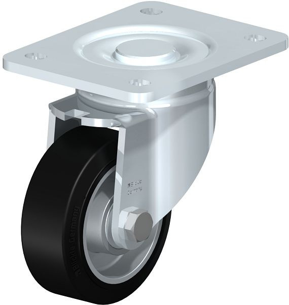 Blickle LH-ALEV 100K-3 Stahlblech-Lenkrolle, Schwerlast-Ausführung, mit Anschraubplatte, Elastik-Vollgummi, Schwarz, 638023