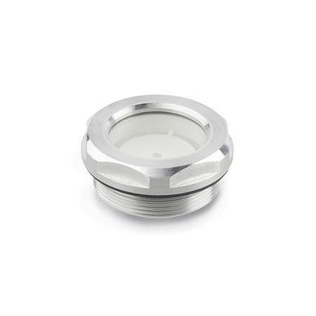 Ganter Ölschaugläser, Aluminium / ESG-Glas, beständig bis 180 °C, blank (GN 743.1-18-M26X1,5-A), VE: 10 Stück, 743.1-18-M26X1,5-A