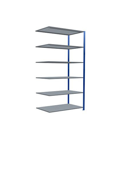 Schulte Anbauregal, Steckregal MULTIplus150, 2500 x 1300 x 800 mm, 6 Fachböden, Kreuzstrebe, RAL 5010 enzianblau/verzinkt, 12786-130-B