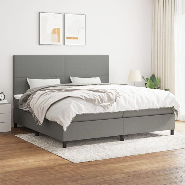 vidaXL Boxspringbett mit Matratze Dunkelgrau 200x200 cm Stoff, 3141642