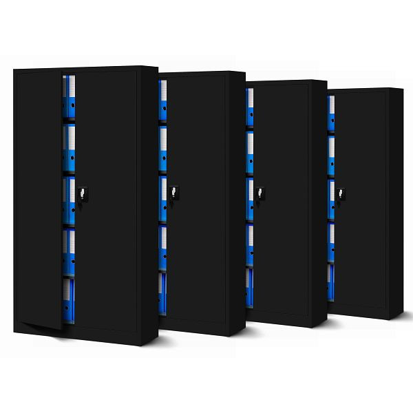 Jan Nowak Set 4x Aktenschrank Büroschrank abschließbar JAN H, 900 x 1950 x 400 mm, schwarz, C101