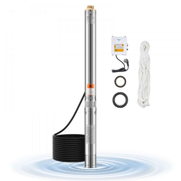 VEVOR 750W Tiefbrunnen-Tauchpumpe Edelstahl-Wasserpumpe 210ft 65L/min, SJQSB750W400787CRV2