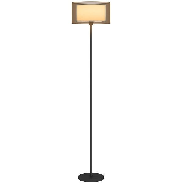 HOMCOM Stehlampe, zweifarbiger Lampenschirm, Fußschalter, Metall, Schwarz, B31-524V90BK