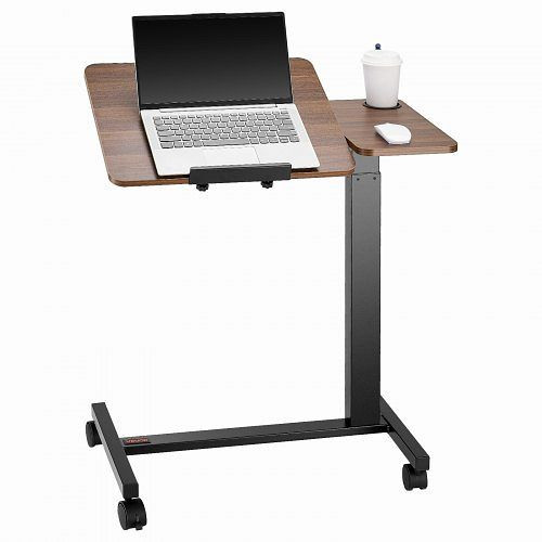 VEVOR mobiler Überbetttisch, höhen- & winkelverstellbarer Laptoptisch mit klappbarer Platte & Getränkehalter für Büro, CSZGXDZZCSFZ02J8I001V0