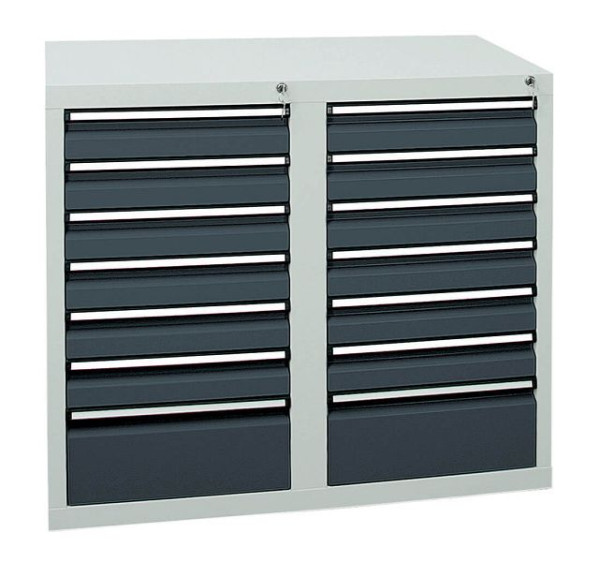 stumpf Schubladenschrank Serie STS 410, RAL 7035/7016, 14 Schubladen (12x100, 2x200 mm), 7102271