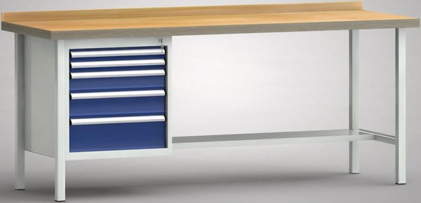 KLW Standard-Werkbank - 2000 x 700 x 840 mm L x T x H, links 2x50EA/100EA/125EA/175EA, WS118N-2000M40-E7028
