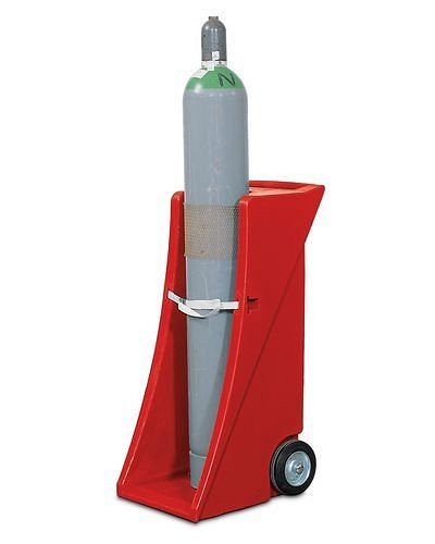 DENIOS Gasflaschenwagen GFW-1 aus Polyethylen (PE), für 1 Gasflasche (Ø 320 mm), mit Zurrband, 155649