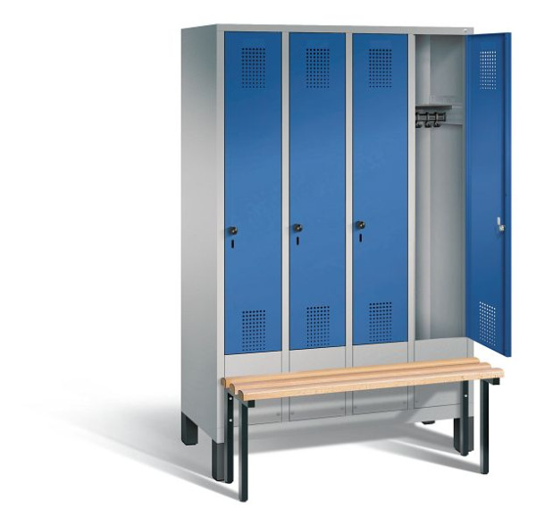 C+P Garderobenschrank Evolo, H1850xB1190xT815mm, Farbe: Weißaluminium / Enzianblau, 48030-40 S10231